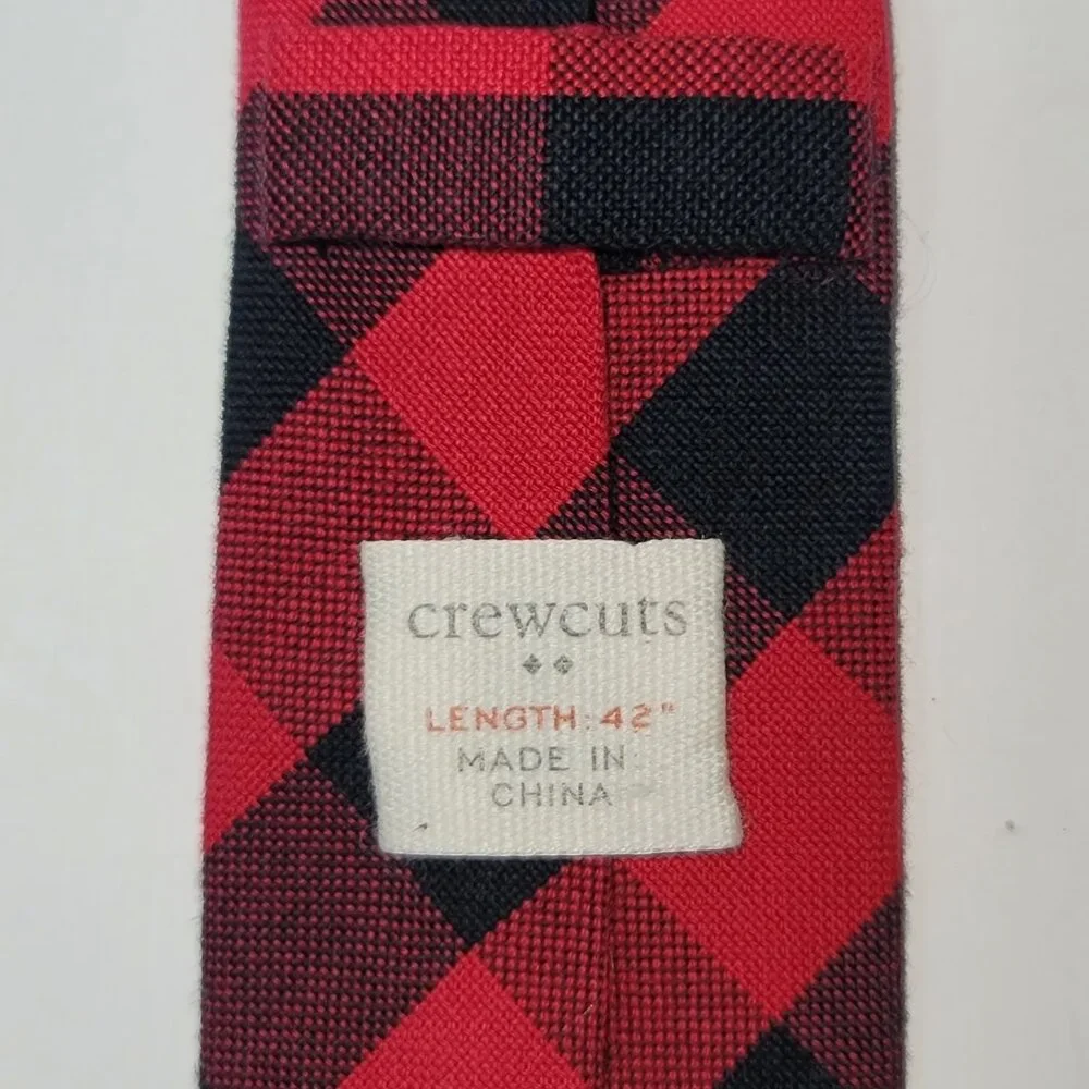 Crewcuts Red Black Plaid Tie T-53